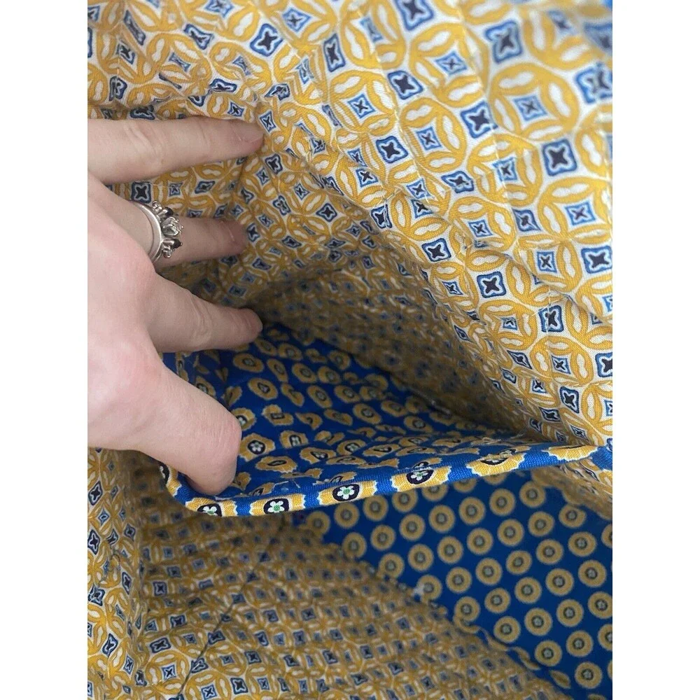 Vera Bradley Riviera Blue Yellow Floral Large Messenger Laptop Crossbody Bag